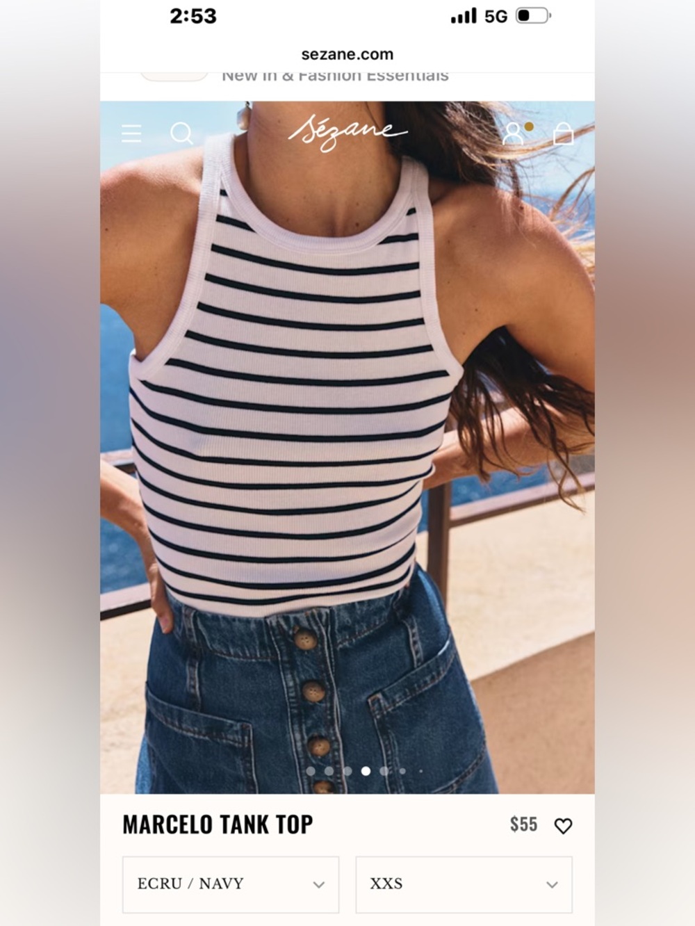 Sezane Striped Racerback Tank Top xxs